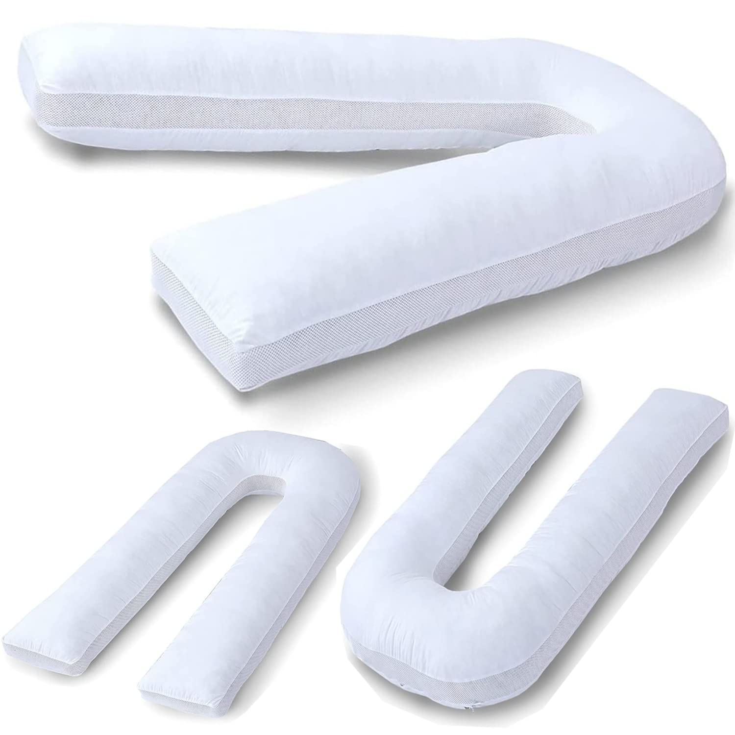YORKSHIRE HOMEWARE Breathable 9Ft U Shaped Pillow With Air Mesh Sides | Full Body Nursing Maternity Pillows | Back, Neck, Hip, Belly Support Hypoallergenic Pillows With Zip Cover | Anti Allergic