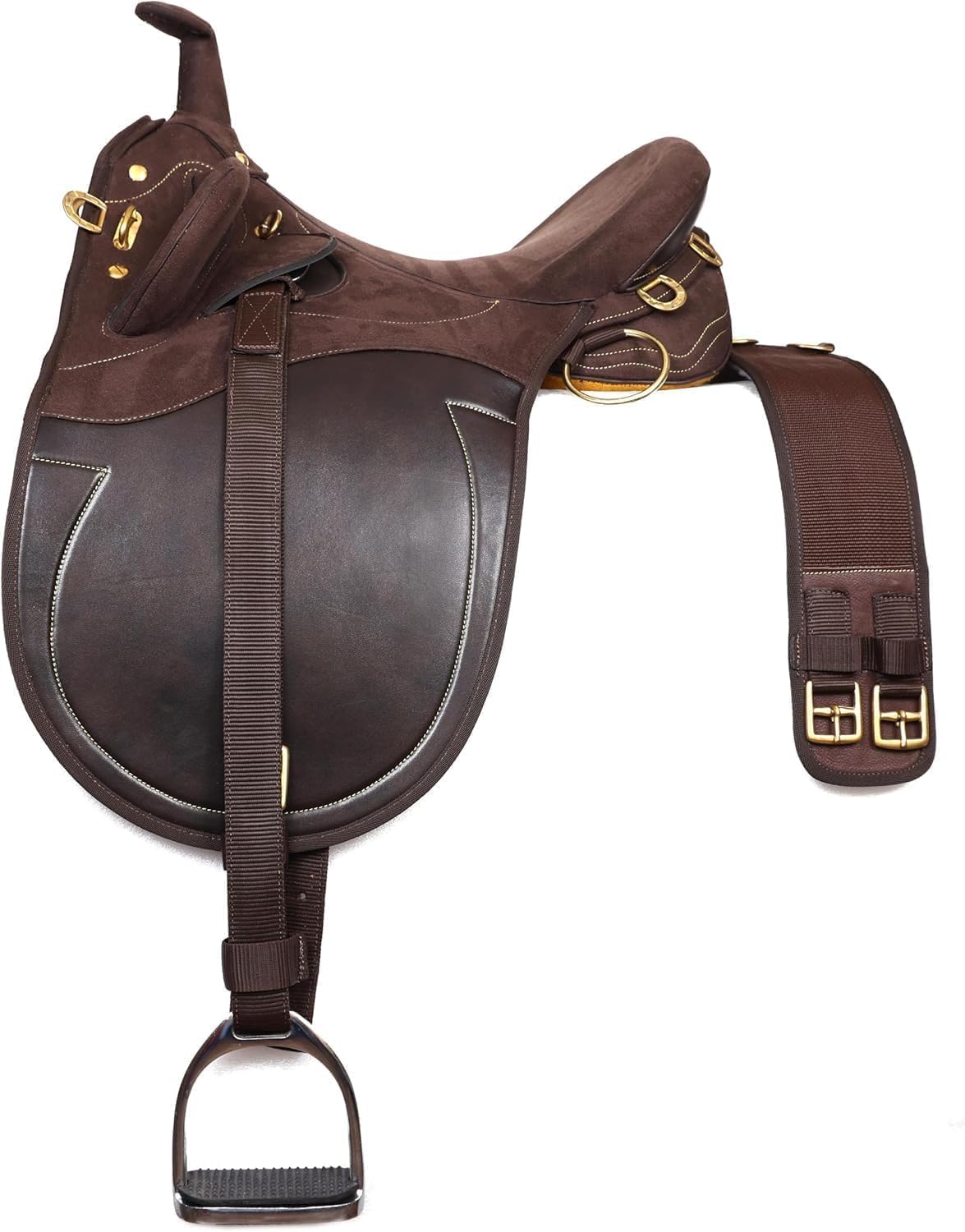 Synthetic Suede Australian English Stock Horse Saddle Collection Horse Rider with Horn Equestrian Trail Tack Get Matching Girth & Stirrups Size 10"-18" inches Seat03