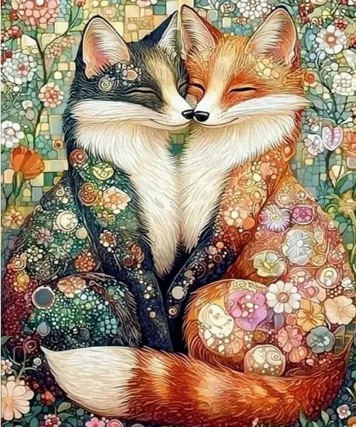 Canevas debutant broderie imprimé renards kit complet point de croix