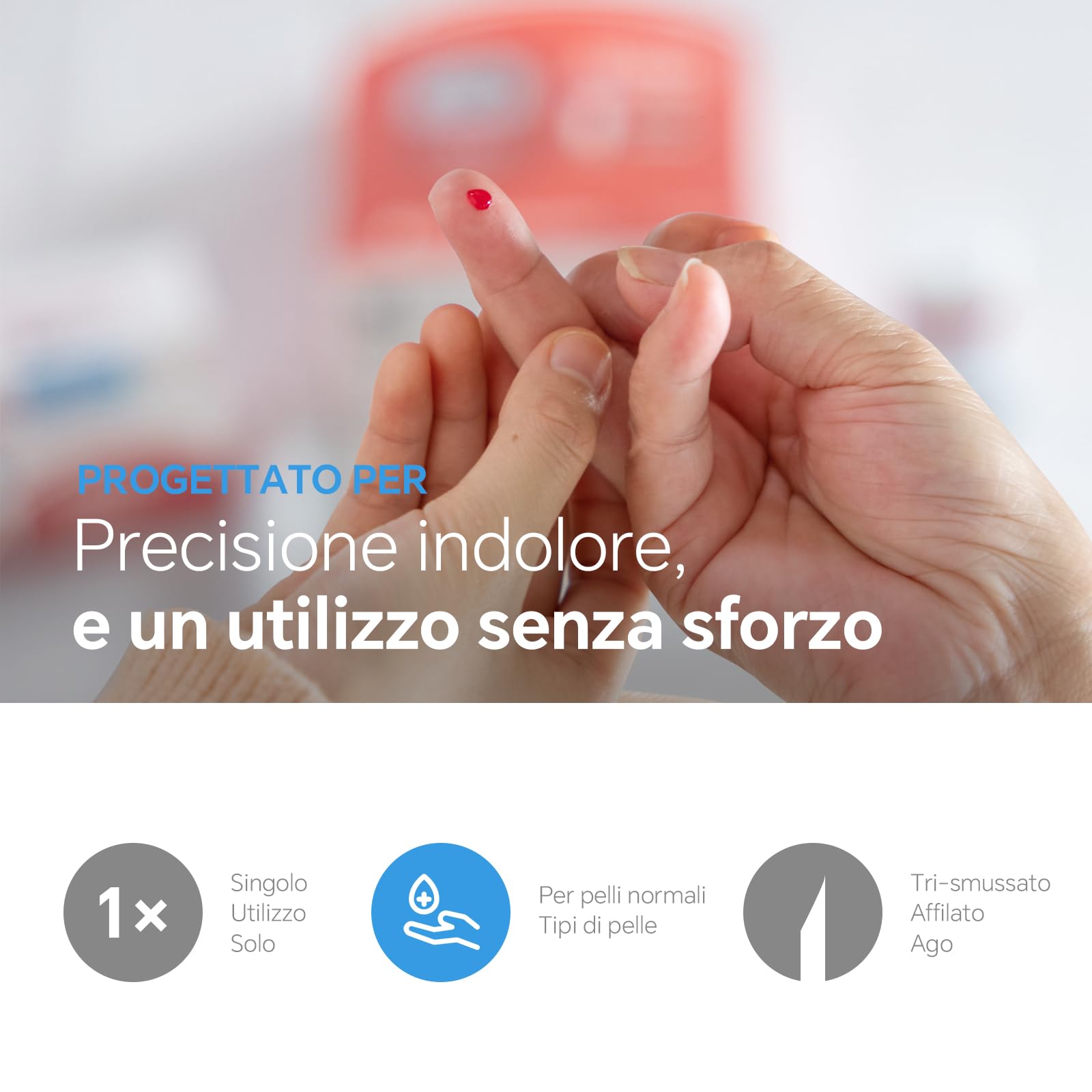 Sinocare Lancette per Glicemia, Aghi per Glicemia 28G dolore basso (150 Pz)
