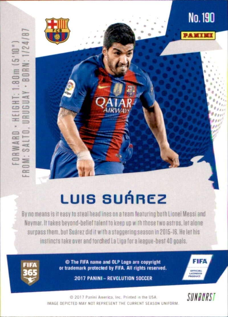 2017 Panini Revolution Sunburst #190 Luis Suarez FC Barcelona Soccer Card