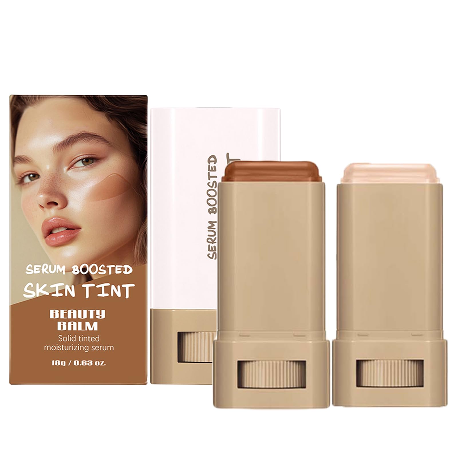 Beauty Balm Skin Tint Stick | Hydrating Serum-Boosted Foundation, Buildable Lightweight Coverage & Radiant Dewy Finish, Creamy Contour Stick for