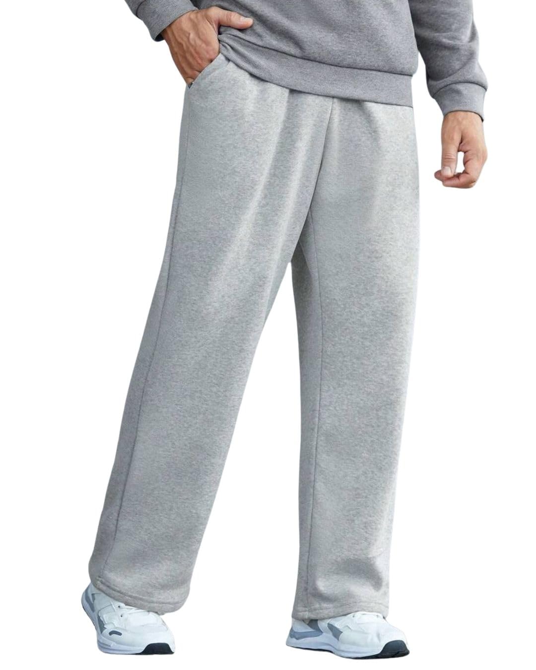 FLYNOFF Korean Basic Light Grey Loose Fit Men's Track Pant-picture-10