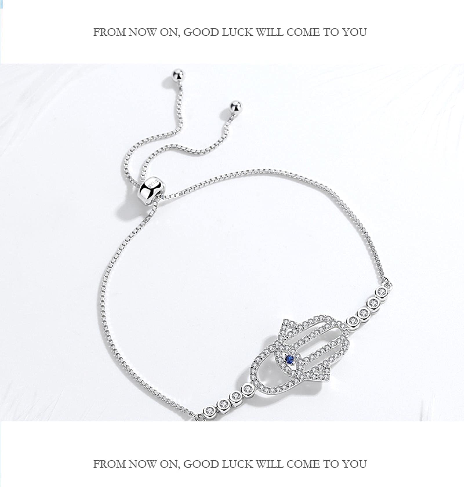 Pulsera De Plata De Ley 925 con Mal De Ojo, Pulseras con Dijes De Mano De Fátima De Hamsa para Mujeres, Regalos para Hombres, Joyería Turca