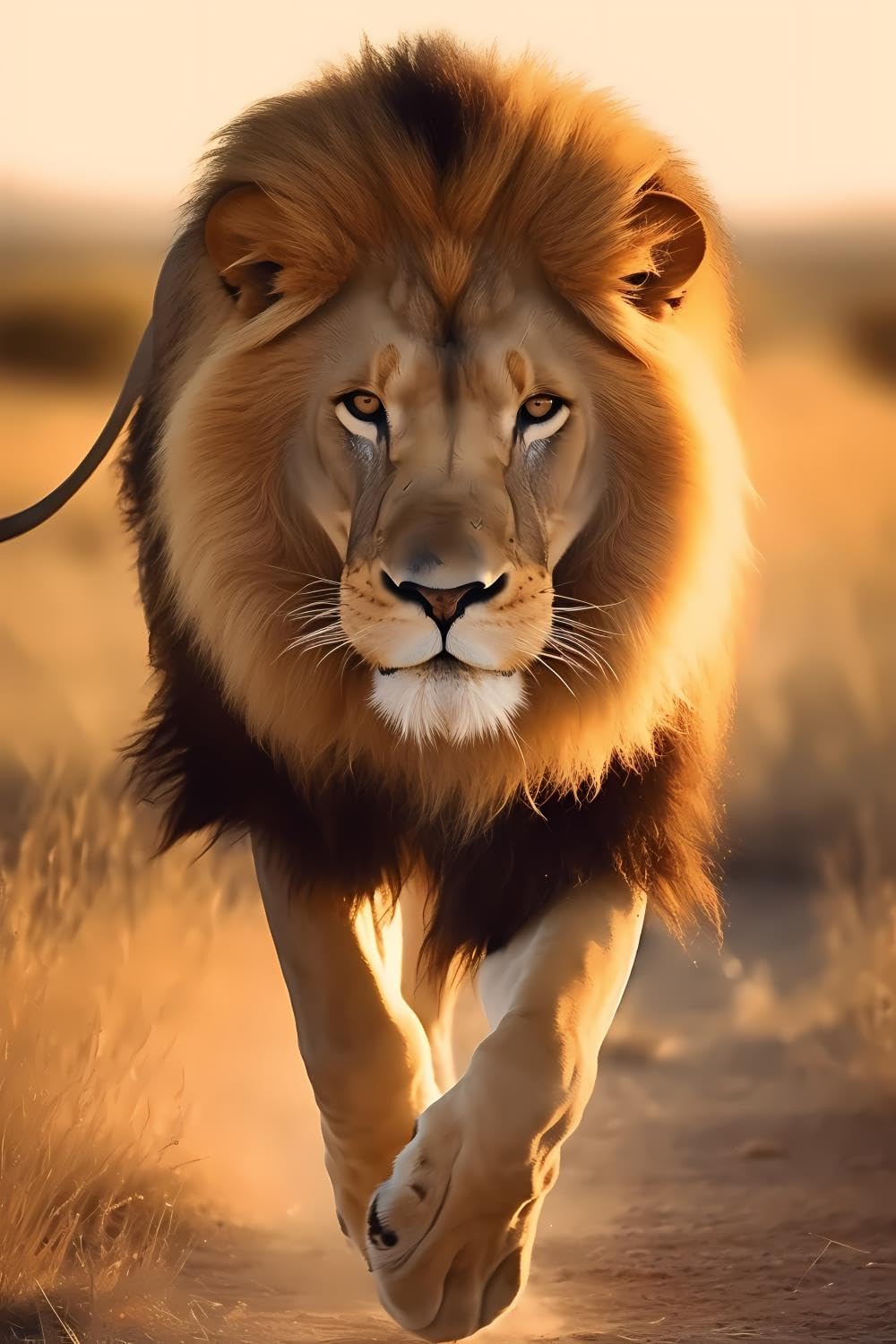 SOIOEOR 5D Lion Running On Grassland Diamond Painting Kits, Full Round Diamond Art Kits for Adults Lion Diamond Dots Paint by Numbers Kits 20x30 inch