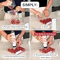 Vista 5 de Bolsas de sellado al vacío reutilizables Chef Preserve para alimentos – 60 bolsas de almacenamiento de alimentos sin BPA, congelador, microondas