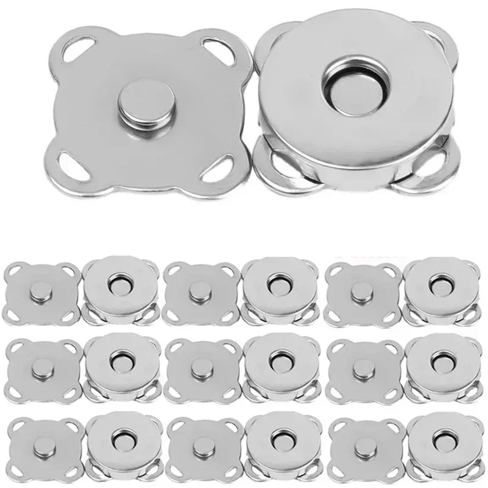 Magnetic Press Studs 1-50set Magnetic Snap Fasteners Clasps Buttons Handbag Purse Wallet Craft Bag Parts Mini Adsorption(Sliver - 14mm,10Set)