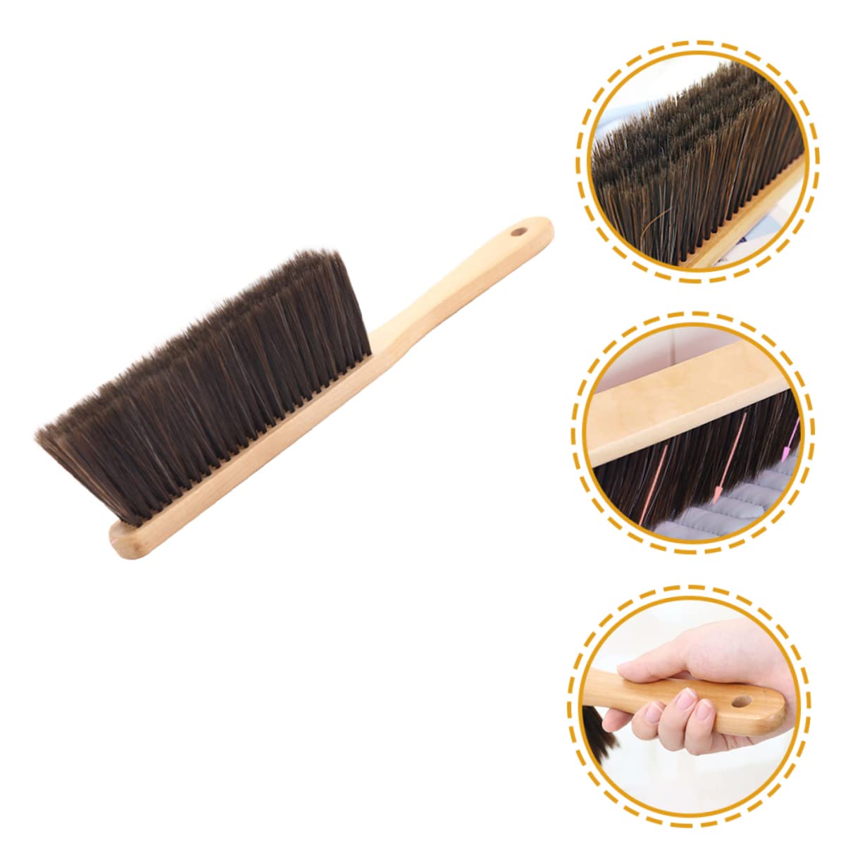 Didiseaon Cleaning Brush Dusting Brush Furniture Brush Dust-Removing Brush Soft Bristle Brush Remover Brush Dust Sweeping Soft Brush Carpet Broom Bed Brush Hand Broom Lotus Tree Brown