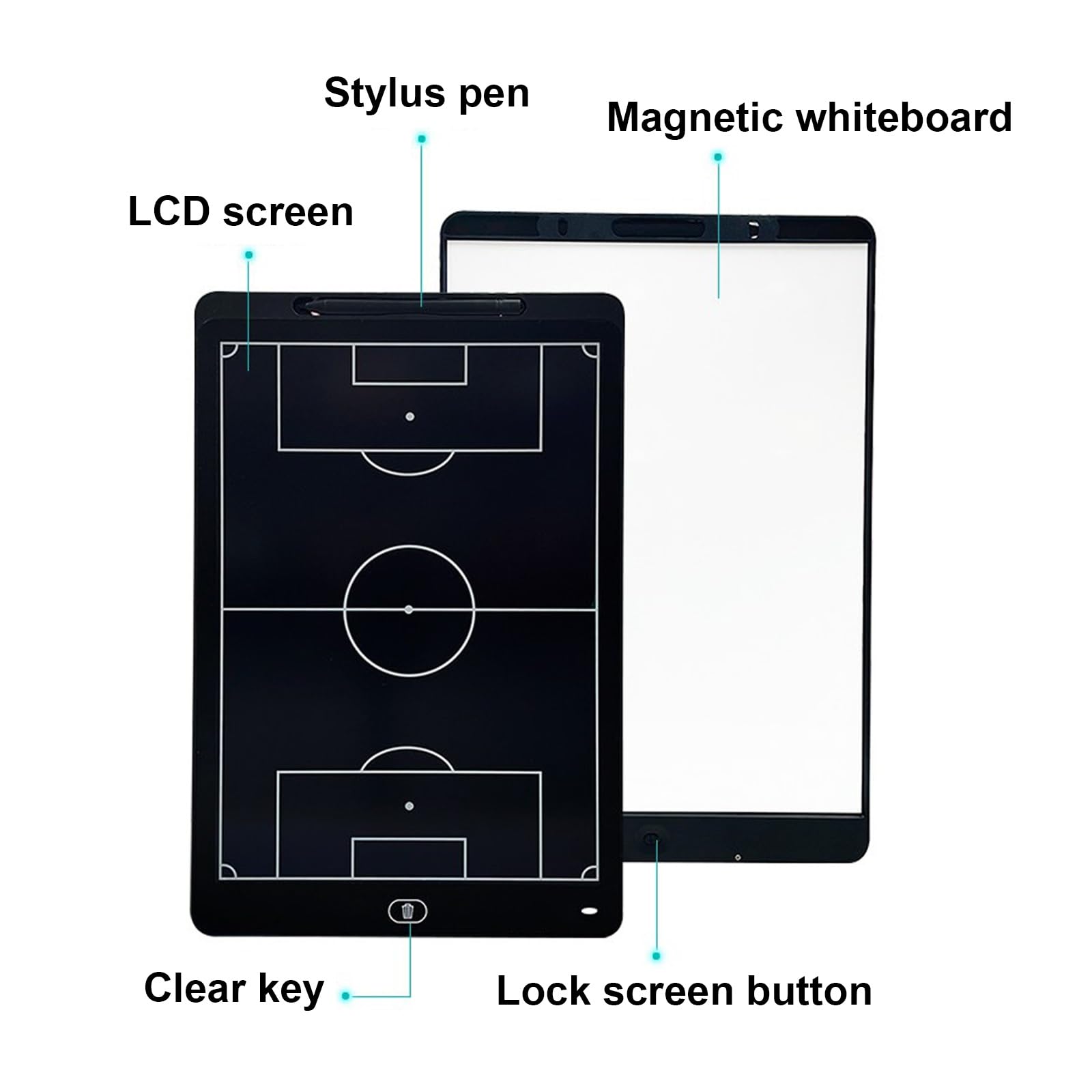 Lavagna Tattica Elettronica per Calcio, Lavagna Strategica LCD per il Calcio, Cancellazione e Blocco con un Solo Tocco, Include Penna Stilo