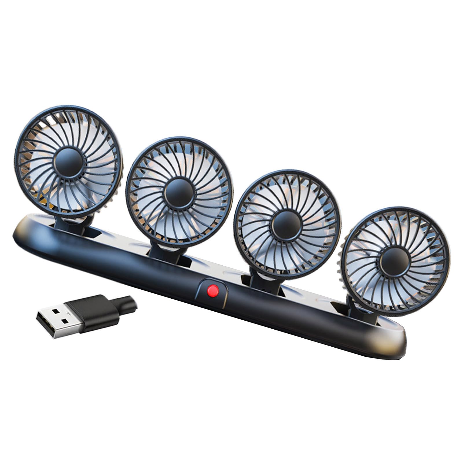 TAZIZI Car 4 Head Fan with 360 Degree Adjustable Base and USB Operated Portable Car Fan Great for Strong Cooling in Vehicles Truck