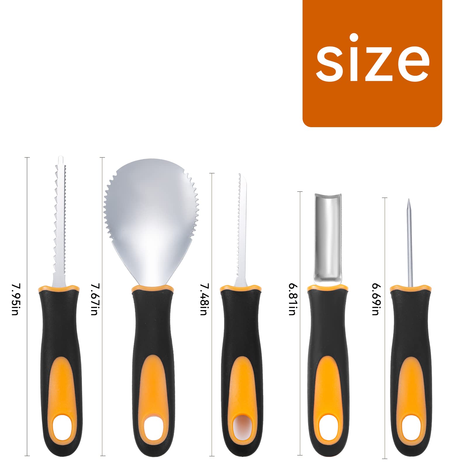 YUET Kit de talla de calabaza de Halloween, 5 piezas de herramientas profesionales de talla de acero inoxidable para decoraciones de Halloween