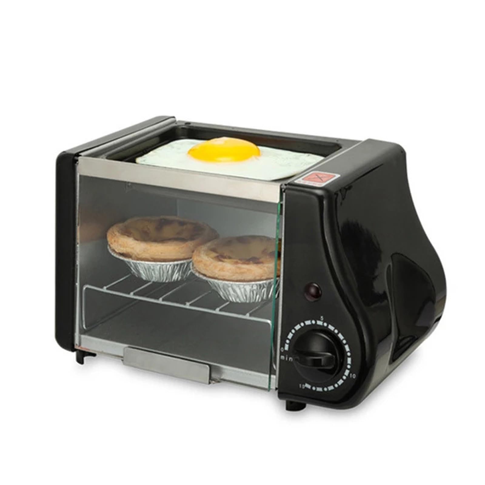 Friggitrici, Multifunzione Mini Elettrico Cottura Da Forno Arrosto Grill Uova Fritte Frittata Padella Colazione Macchina for il Pane Tostapane(Noir)