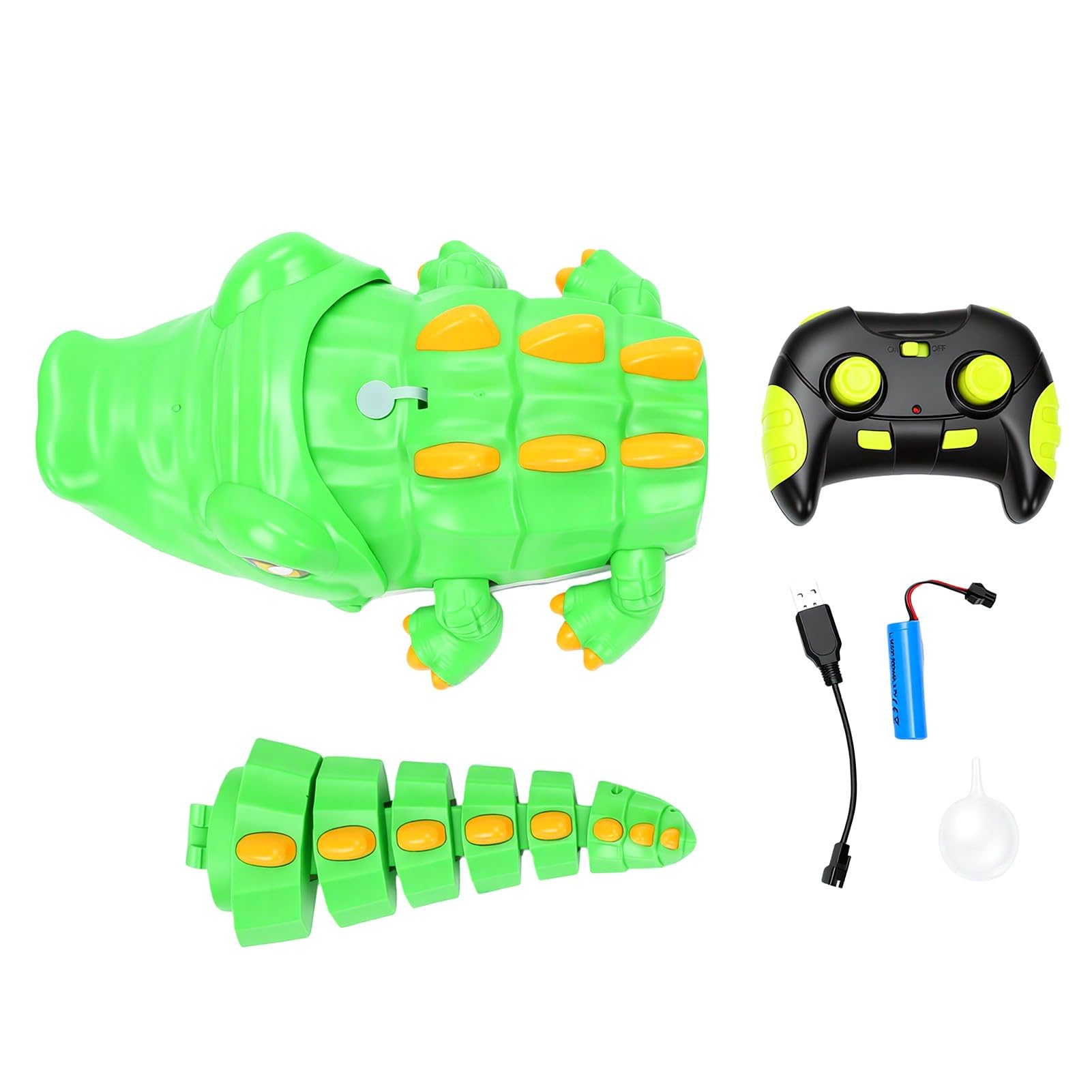 Sxhlseller Juguete de Cocodrilo con Control Remoto para Niños con Spray y Efectos de Sonido, Juguete Electrónico Realista para Gatear, Cocodrilo RC de 2,4 GHz, Robot Interactivo con Movimientos