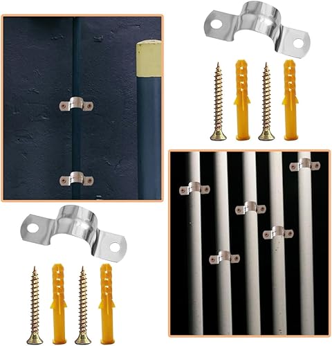 Miniatura 2 de 20 correas de tubo rígidas de acero inoxidable, correa de dos agujeros, clip de tubo de soporte en U, abrazadera de tubo de acero inoxidable con 2