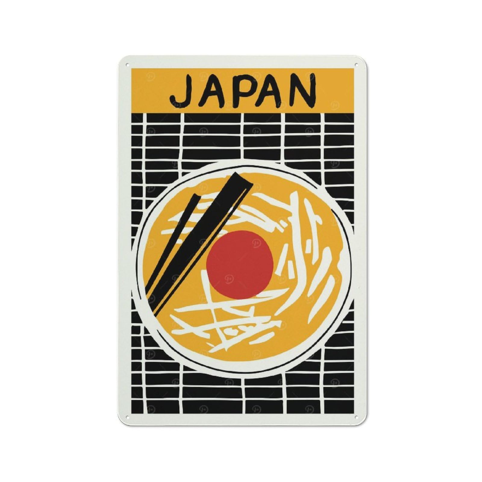 Japan Ramen Art Warehouse Style Metal Wall Decor 30x20cm, Metal Wall Sign for Workspace, Cafe, Hallway Or Garage