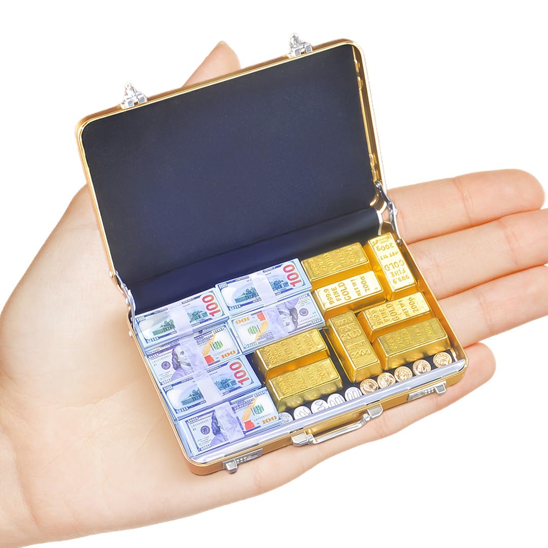Amazon.com: 1:6 Scale Miniature Gold Briefcase Gift Set with Fake