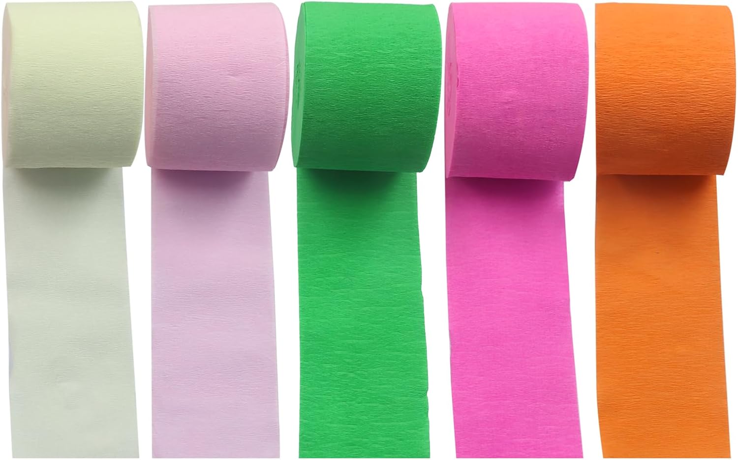 Kemcatui 5 Rolls Pastel Colors Crepe Paper Streamers, Ideal for Wedding Decorations, Bridal Shower, Birthday Party, Bachelorette, Birthday Party Supplies (1.8 Inch Wide x 82 Ft per Roll)