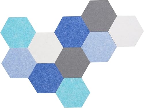 Miniatura 1 de Afumazi 10 tableros de fieltro autoadhesivos para paredes, tablero de anuncios hexagonal para paredes, tablero de corcho de fieltro para fotos,