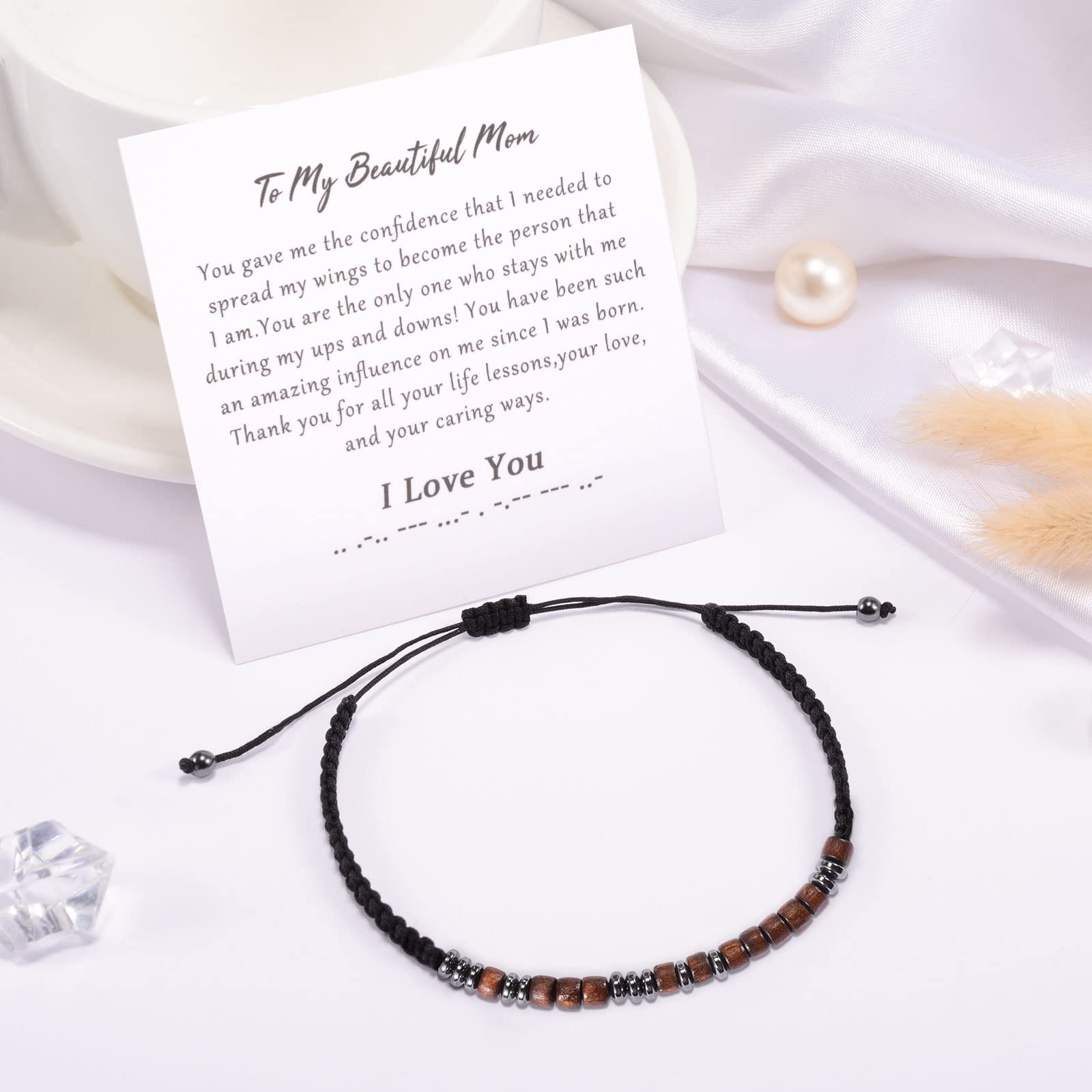 VU100 Bracciale Codice Morse Per Uomini Donne, Ti Amo Bracciale Regolabile Compleanno Regalo Di San Valentino Per Fidanzato Fidanzata Mamma Papà