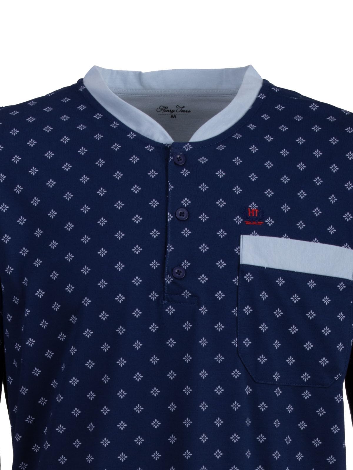 Camisón de manga larga para hombre con brújula y bolsillo en el pecho con botones, talla M-3