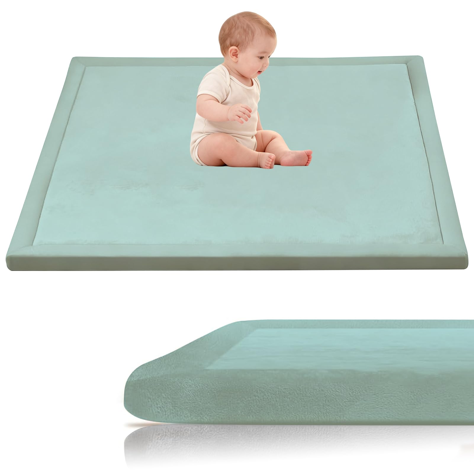Stqyeiw 3cm Thick Baby Crawling Mat 180 x 220 cm Sky Blue Area Rug Kids Rug Nursery Rug Non Slip Play Crawling Mat for Nursery Baby Rugs Carpets Large Coral Velvet Baby Play Mat