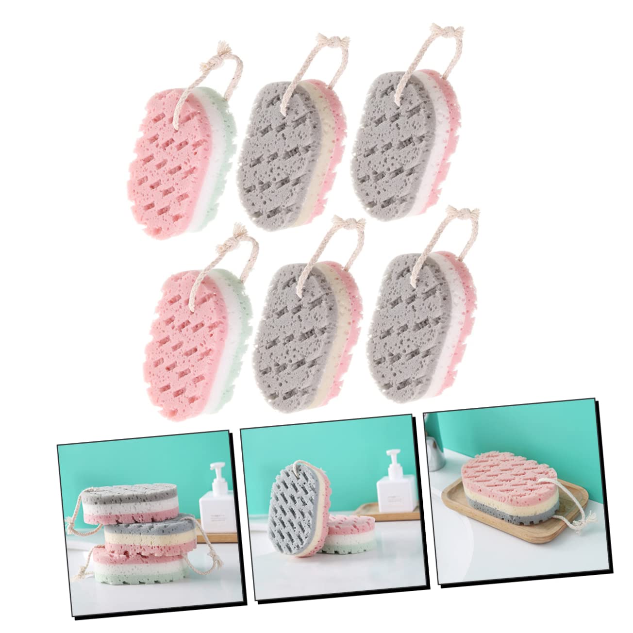 Healvian 18piezas Esponjas De Baño De Exfoliantes Corporales Para Adultos Aleatorios Suaves y Prácticas Para Uso Casa Viajes o Hoteles