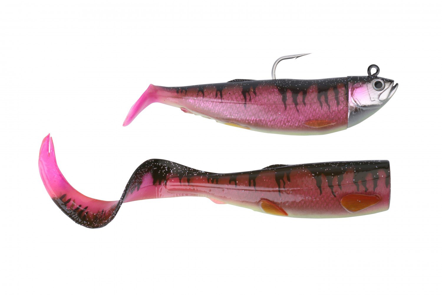 Savage Gear Cutbait Herring rubber fish, cod, halibut & saithe bait, rubber bait for sea fishing, 1 lure ready mounted + 1 spare tail., Mama Rosa, 25cm - 460g