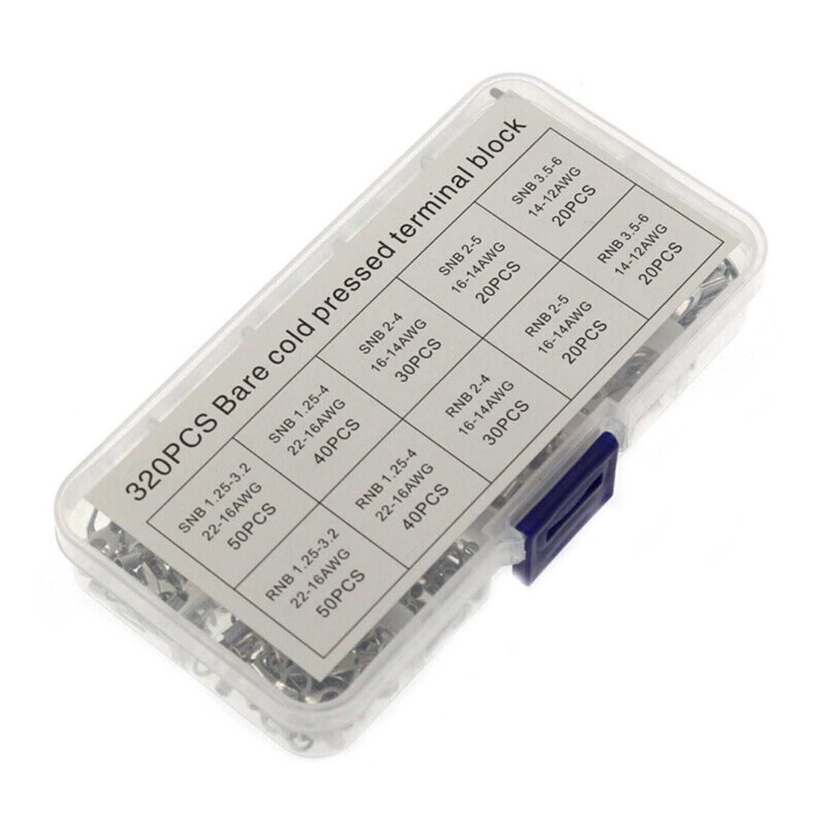 LeHang 320PCS Boxed Wire Connector Cold Pressed OT/UT Terminals Copper Nose Wiring Fork