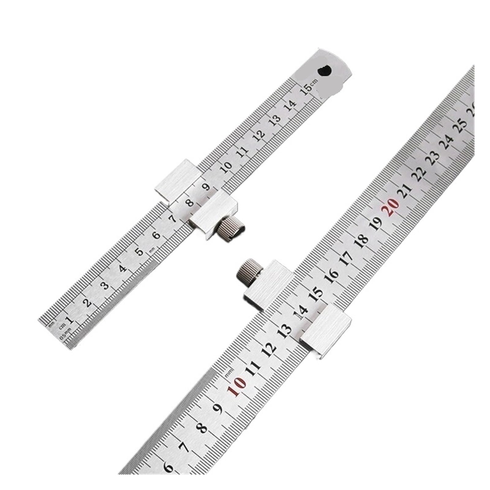 Ygleeuli One Color Ruler Stops Fences Metal Carpenter Carpentry Square Woodworking Tools Steel Ruler Positioning Limit Block Measuring Marking Gauge(15Cm Silver)