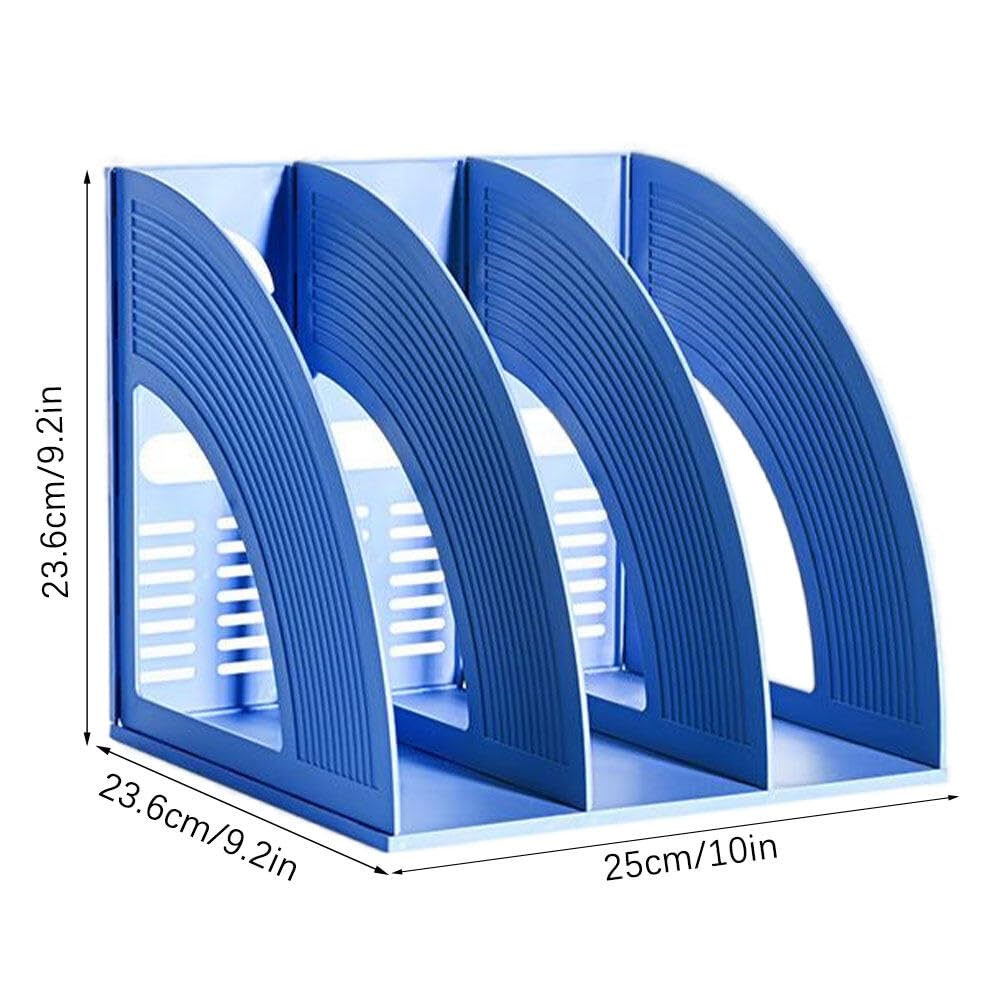 Revistero, 3 Compartimentos Desk Organizer Revistero Archivador de Plástico para Oficina y Hogar Organizador Libros Documentos… (azul marino)