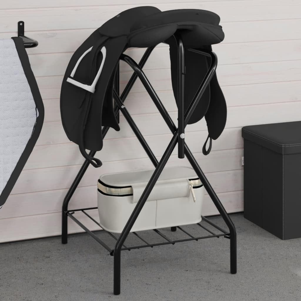 Genérico Soporte de Montura Plegable de pie Independiente Hierro Negro,Deportes,Actividades al Aire Libre,Equitación,Accesorios para riendas de Caballos,Accesorios para sillas de montar-172440
