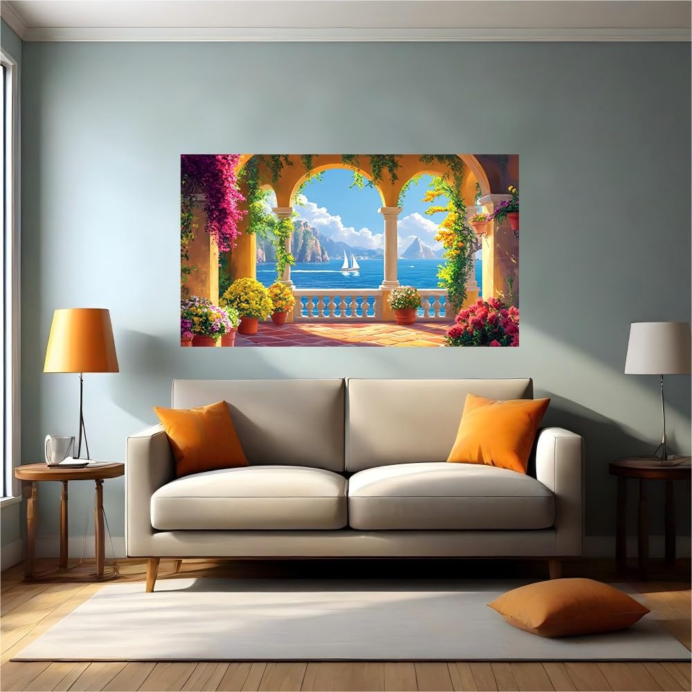 Calcomanías de pared océano vinilo autoadhesivo lavable de gran formato 120x80 cm