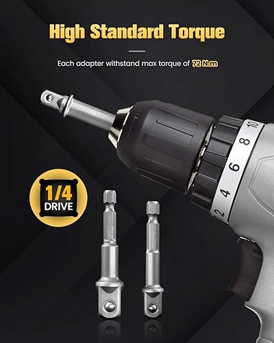 Miniatura 6 de BOEN Juego de adaptadores de enchufe de grado de impacto, 3 adaptadores de broca con soporte para brocas, tamaños 14 pulgadas, 38 pulgadas, 12