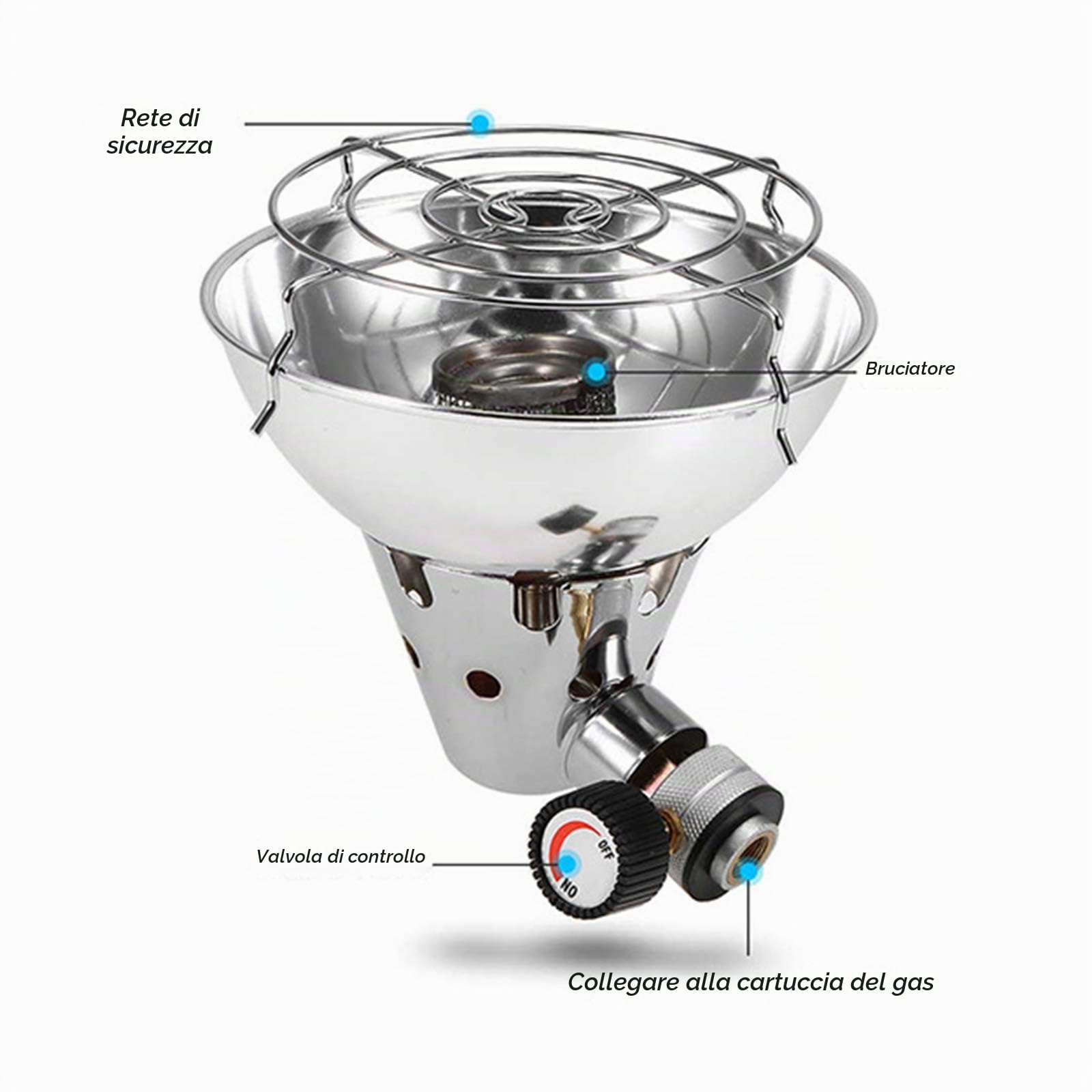 Wallfire Campeggio Riscaldatore a Gas Portatile Mini Con Supporto Regolabile e Borsa di Stoccaggio Stufa Esterna Pesca Caccia Tenda Riscaldatore per Inverno Picnic Escursionismo Viaggi