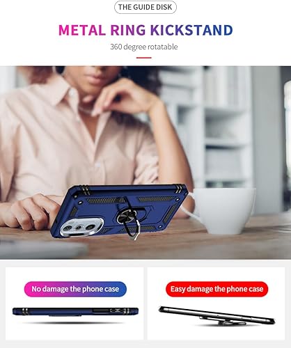 Miniatura 3 de Androgate Funda para Motorola Moto Edge Plus 2022 - Edge+ 2022 con protector de pantalla HD, soporte de anillo de metal de grado militar, probada en