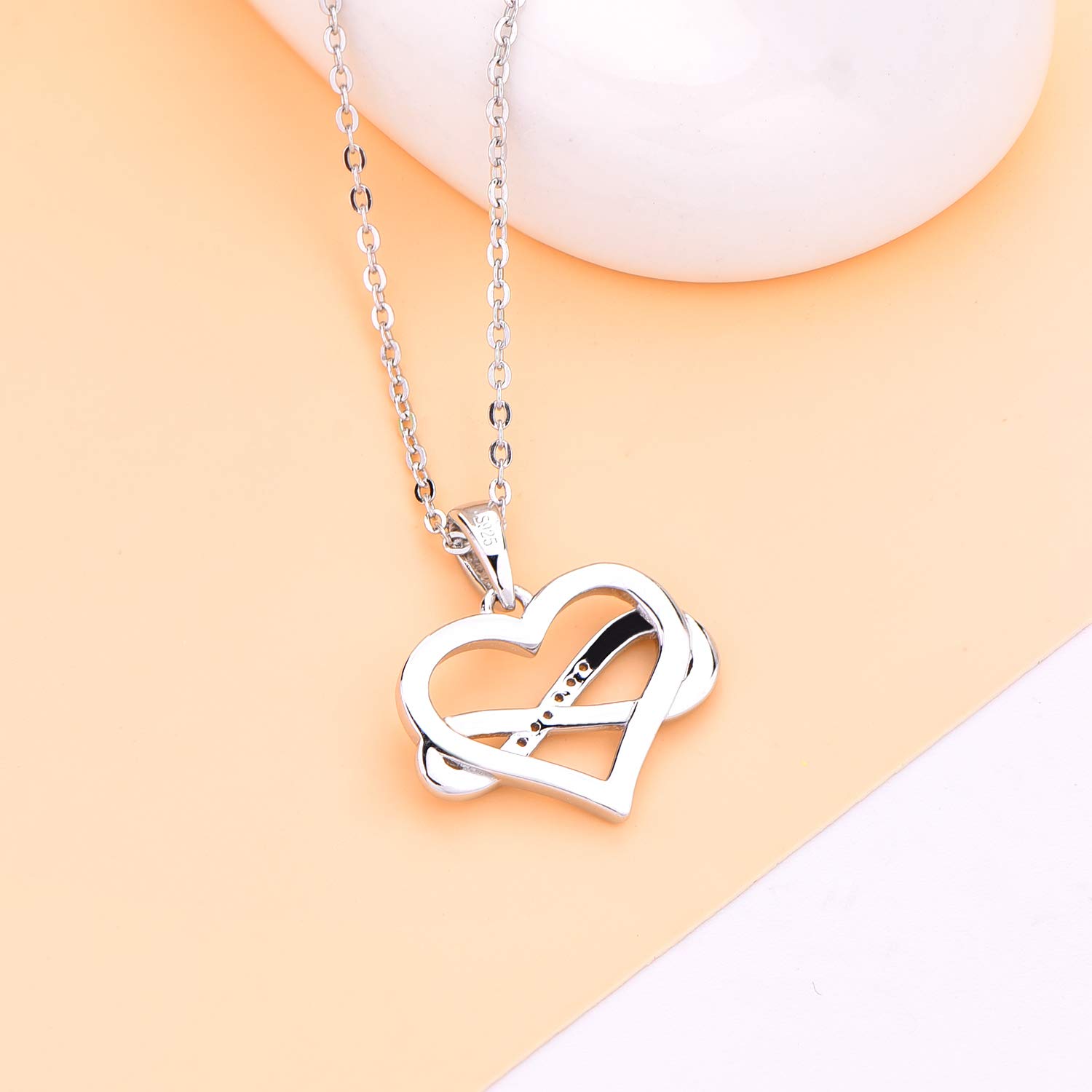 JO WISDOM Damen Kette Unendliches Herz Silber 925,Halskette Anhänger mit 3A Zirkonia,Schmuck für Frauen