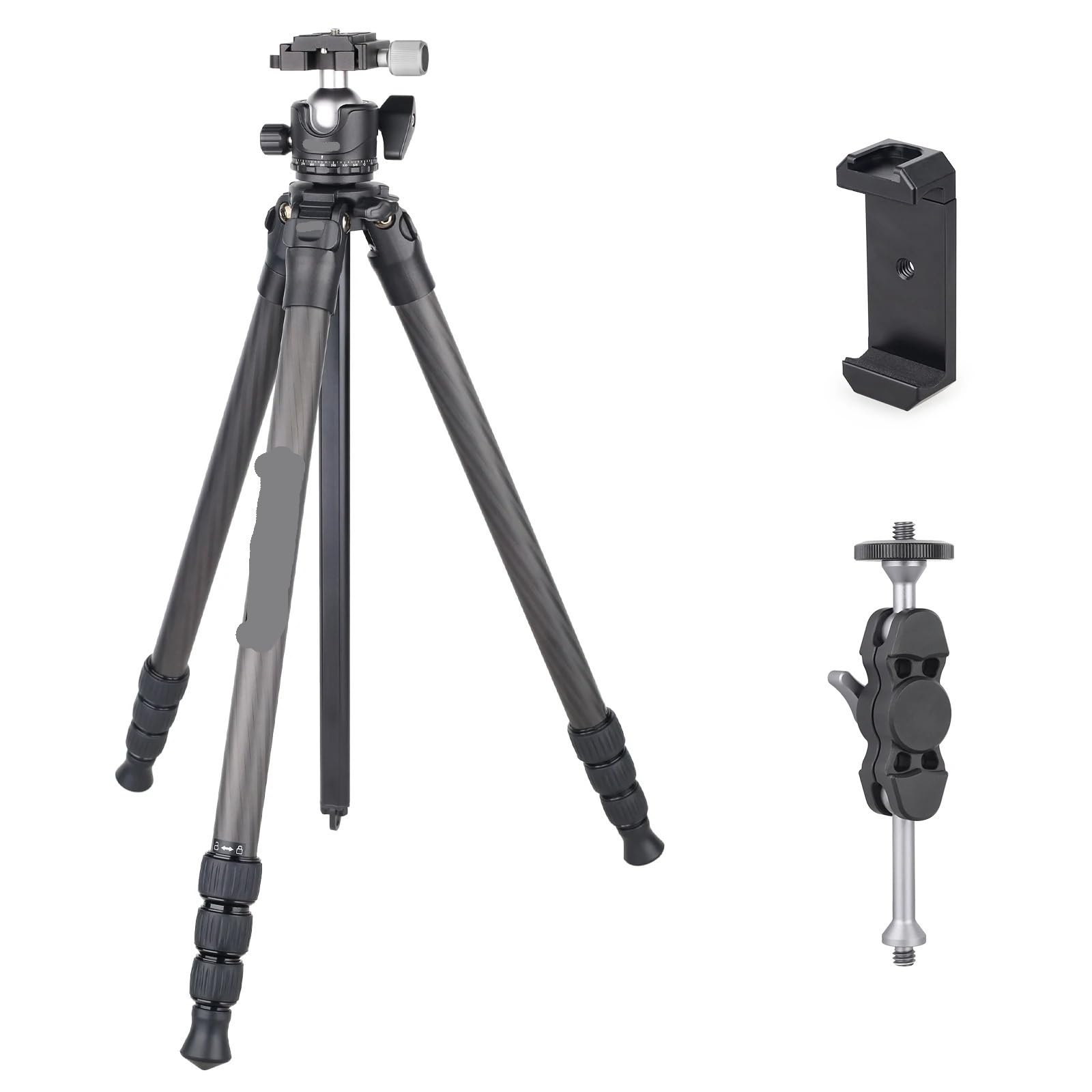 Compatible for Camera, Carbon Fiber Tripod with 36mm Ball Head, Lightweight Travel Tripod, 15kg Load(HT4C add BH Holder)
