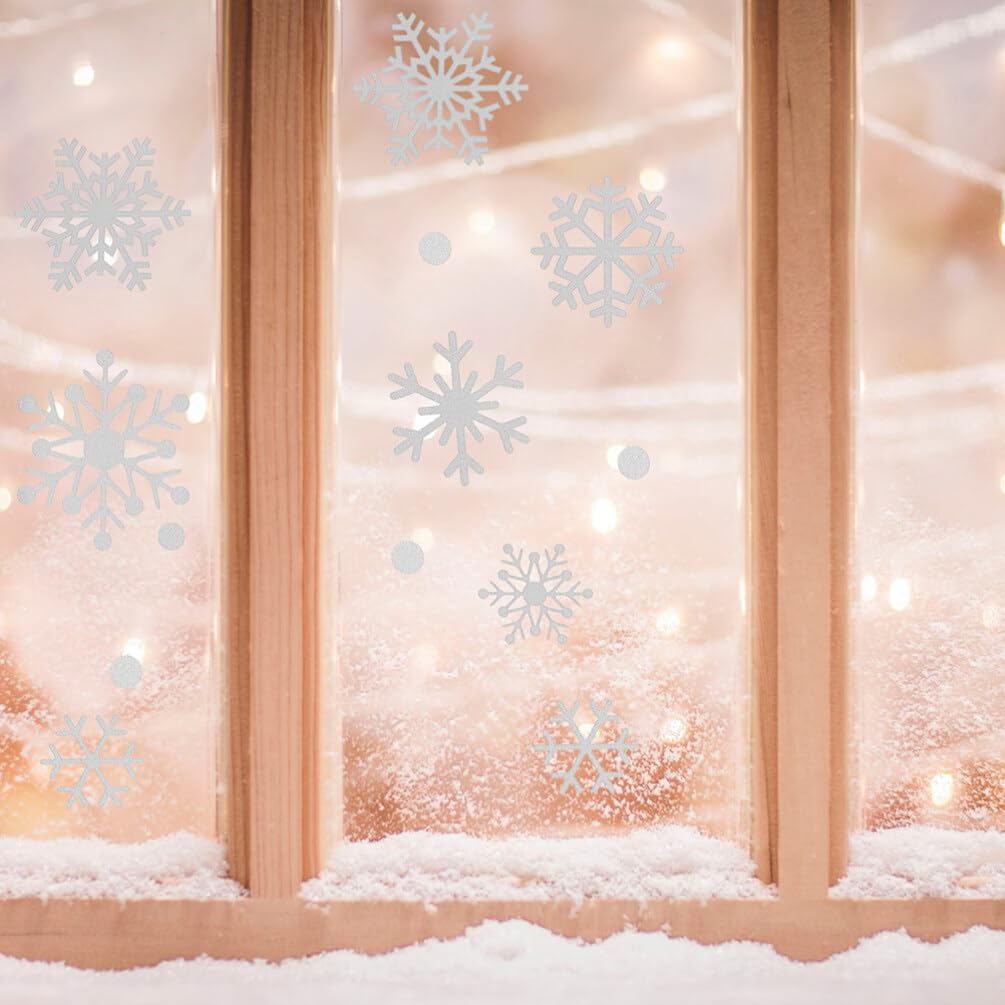 BESTonZON 5blätter Schneeflocken Sticker für Fensterdekoration Weihnachts Fensteraufkleber aus Selbstklebendem Material Weihnachtsdeko Schneeflocken für Glasfenster Festliche