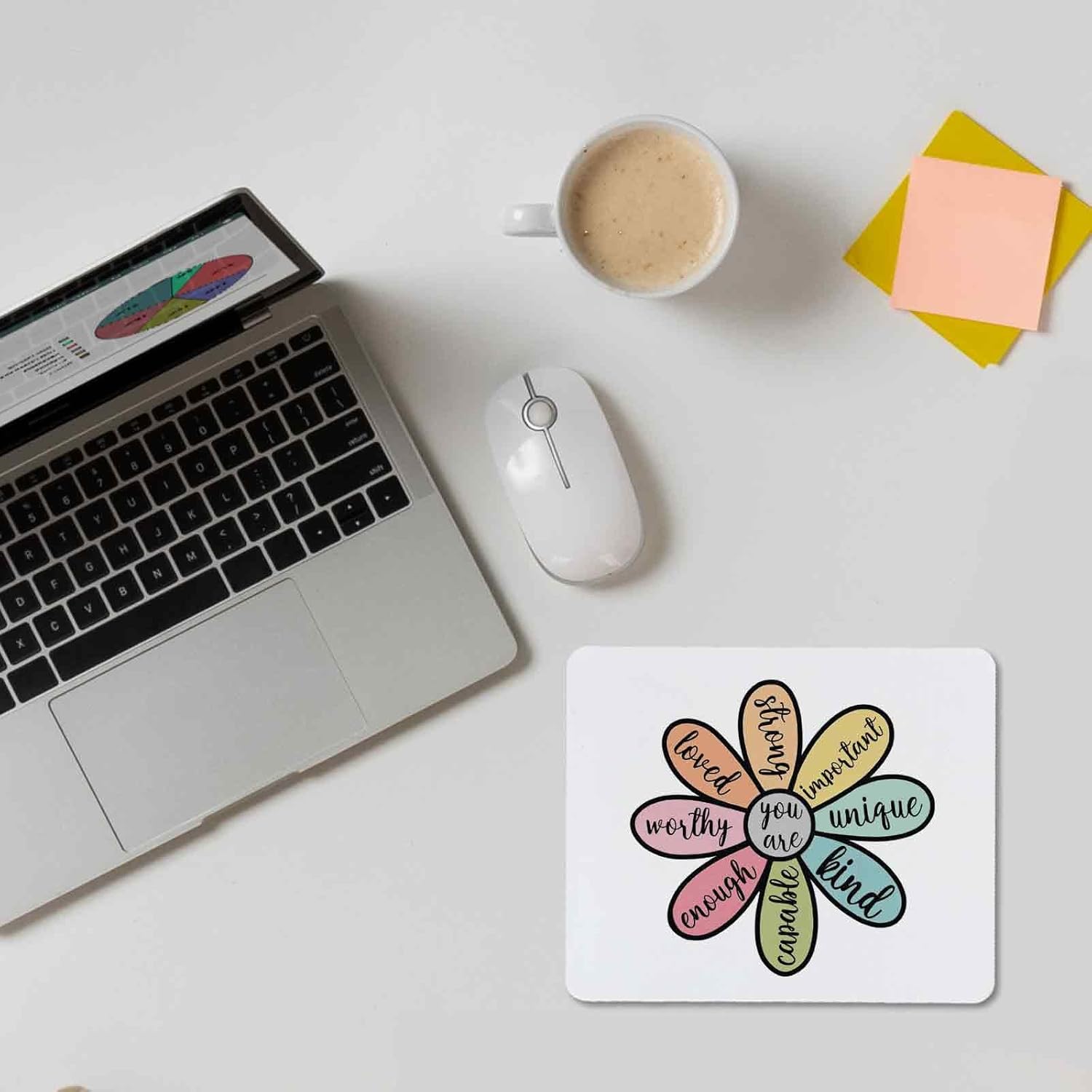 TNUW Inspirational Quote You are Positive Affirmation Colorful Daisy Floral Mouse Pad 9.4 x 7.9 Inch,Non-Slip Rubber Base Mousepads for Dorm Office Home Desk Decor, Teen Girls Women Gifts - Image 4