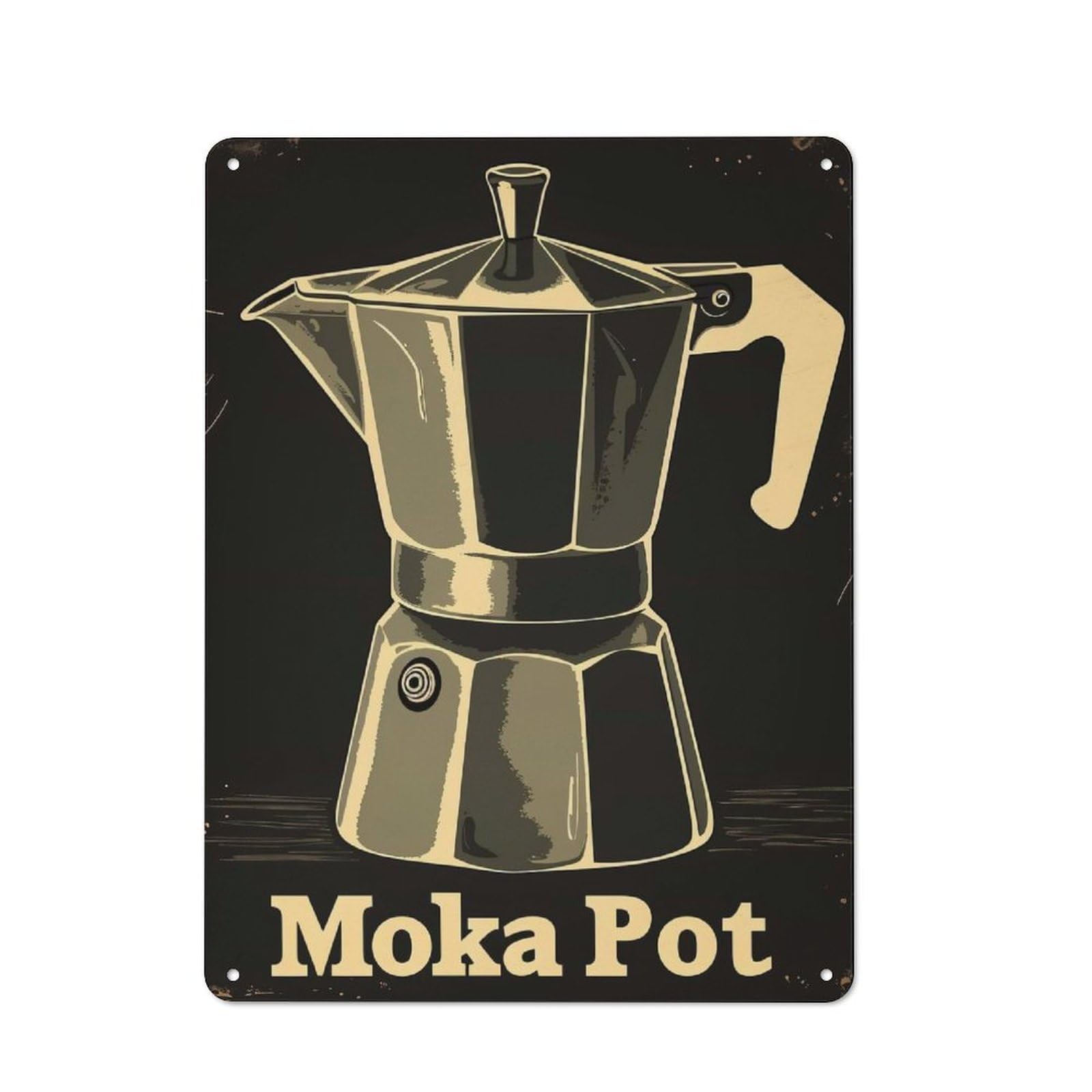 Junmoney Moka Pot Simple Retro Metal Wall Plaque 40X30cm, Studio Wall Plaque For Hobby Room, Office, Lounge Or Living Room