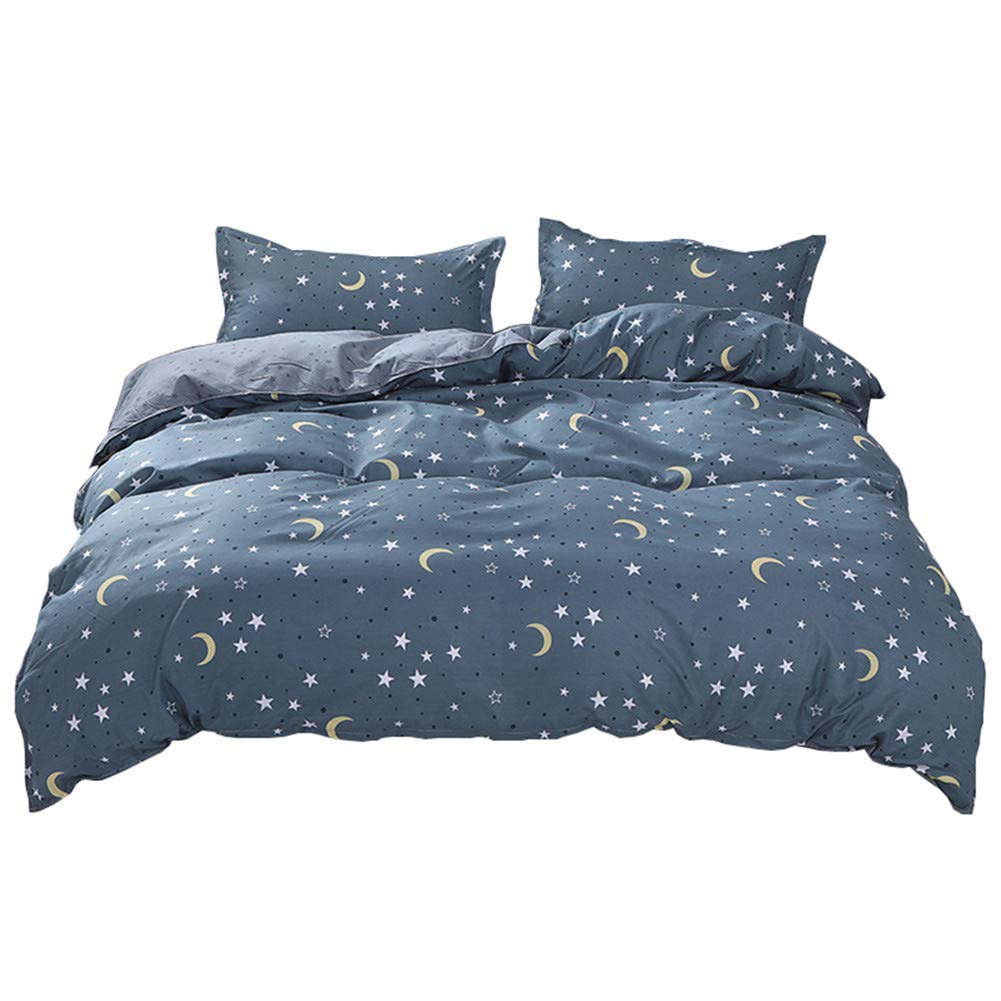 Meiju Grey Bedding Duvet Cover Set, 4Pcs Easy Care Flat Sheet Microfiber Anti-Allergic Soft & Smooth With Pillow Cases Duvet Cover Pillowcases (Double-200X200cm,Gray)
