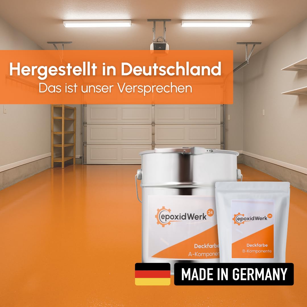 2K Epoxidharz Bodenbeschichtung RAL 7032 - Kieselgrau - Garage, Werkstatt, Keller, Industrie Langlebig - 5 kg Set mit Harz und härter für böden, betongarage, bodenfarbe, einfache anwendung