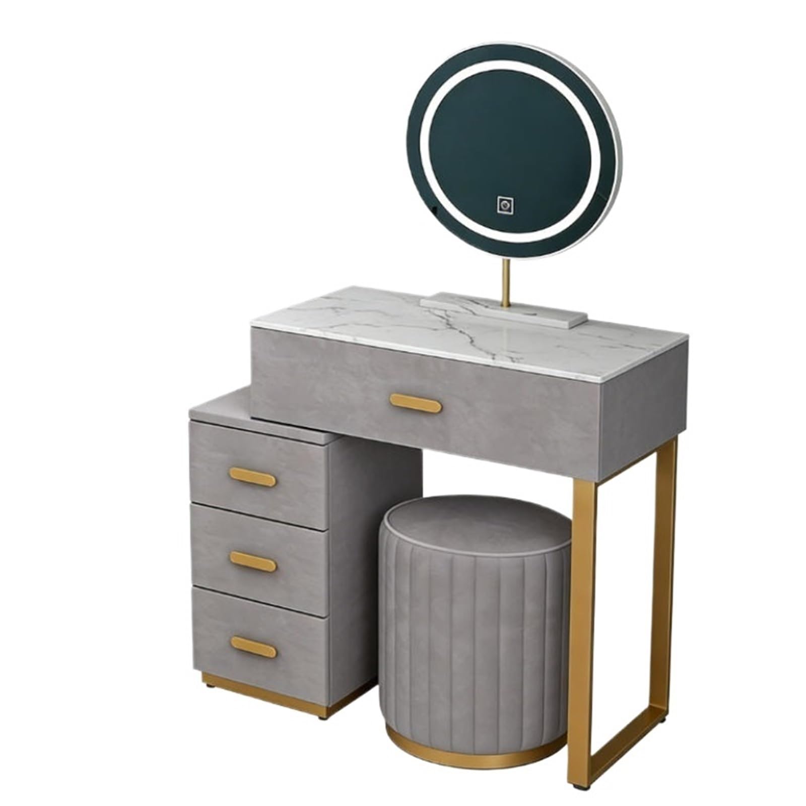 Schminktisch Kleines Schminktisch-Set mit beleuchtetem Spiegel und 4 Schubladen Stauraum(Klein)
