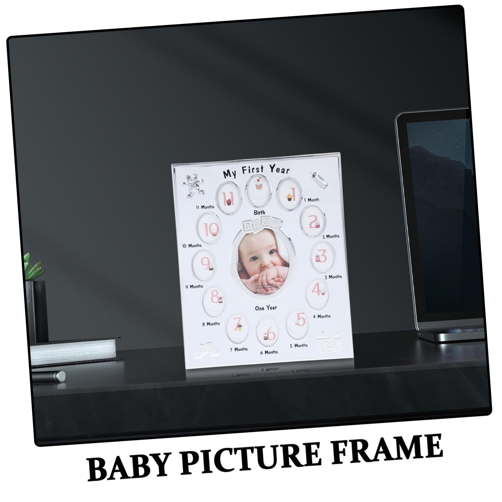 Milisten Marco de Fotos para Recién Nacidos Marco de Fotos para Bebés de Meses Registro de Crecimiento para Cumpleaños