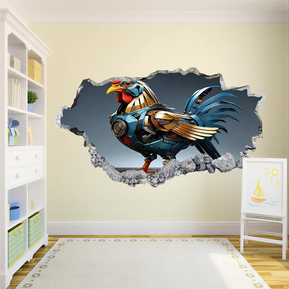 3D Wandtattoo Wanddurchbruch, Hahn Durchbruch Wandaufkleber für Kinderzimmer, sticker für Wohnzimmer, Cyberpunk Wandsticker, Wandbild Junge Mädchen Schlafzimmer