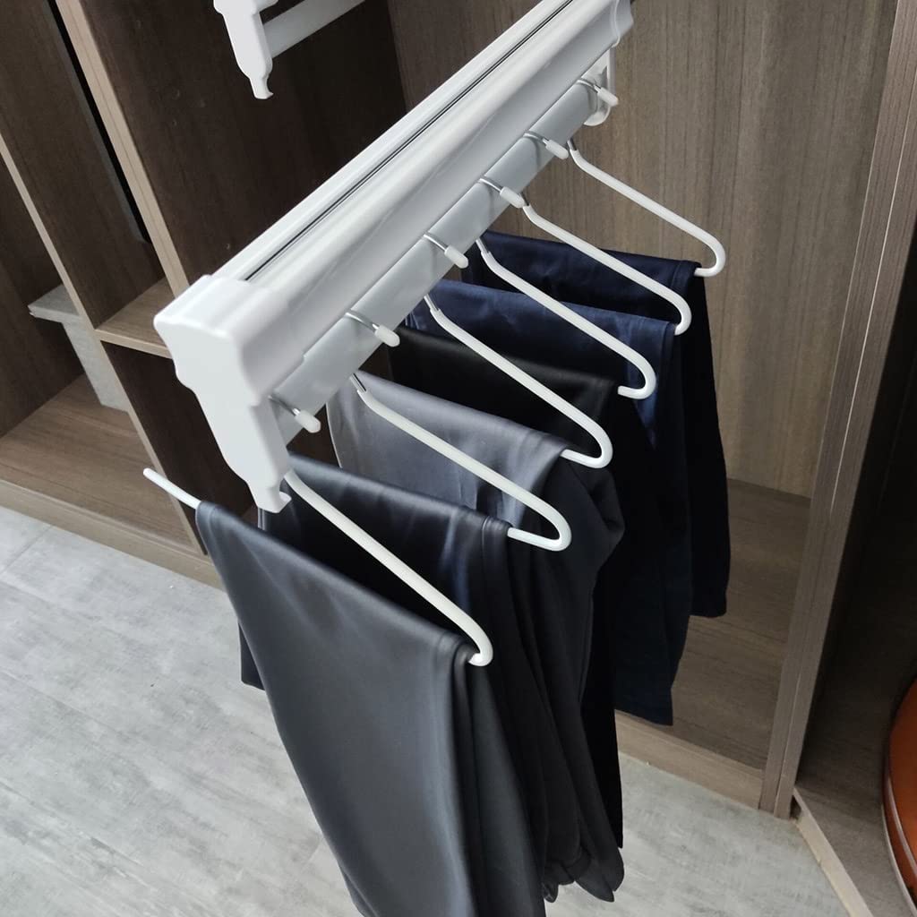 Riel telescópico para ropa para guardarropa, percha para ropa extraíble Base de metal ajustable de 26-61 cm, barra de armario extensible Ahorro de espacio - Blanco (Size : 41cm/16.1in)