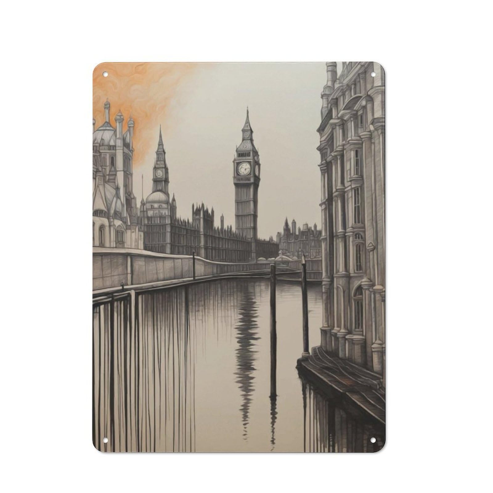Junmoney City Of London Vintage Tin Sign 40X30cm For Garden Room Or Summerhouse, For A Newly Organised Room And Metal Sign Display