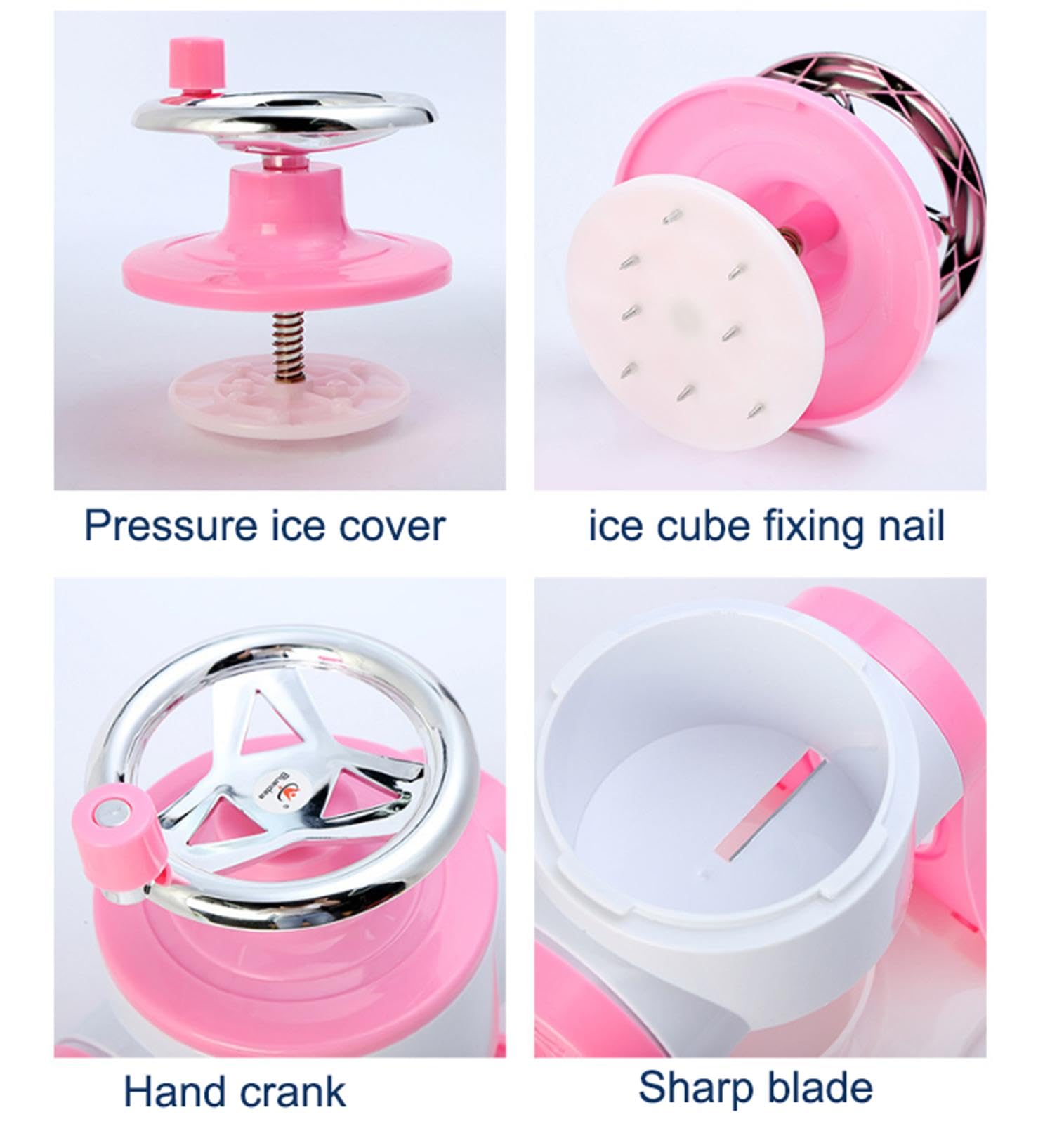 Máquina pequeña para raspar Hielo y Hacer Conos de Nieve, portátil, rotativa y Manual, Ideal para el hogar, Viajes y Exteriores. Fácil de Usar.