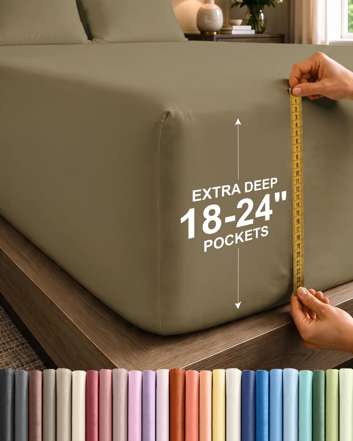 CGK Extra Deep King Single Fitted Sheet Only - Khaki