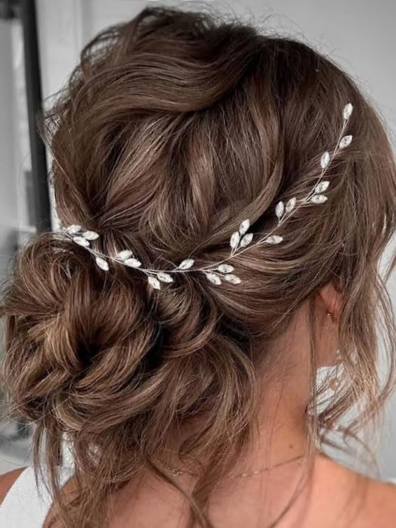 JONKY Rhinestone Bride Wedding Hair Vine Crystal Hair Piece Bridal Hair Accessories for Women (Silver, one size) - Image 3